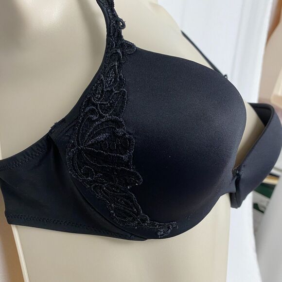 Vintage Wonderbra Bra 34B Black Padded Pushup Underwire Add a Cup 90s Y2K 7668 - Picture 3 of 11